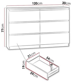 Σιφονιέρα Comfivo 186, Άσπρο, Με συρτάρια, Αριθμός συρταριών: 6, 77x120x30cm, 31 kg | Epipla1.gr