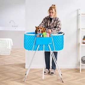VEVOR Foldable Dog Bathtub Elevated Light Blue Pet Bathing Station for Dog &amp; Cat