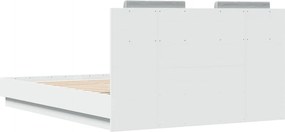 vidaXL Πλαίσιο Κρεβατιού με κεφαλάρι Λευκό 135x190 εκ Επεξεργ. Ξύλο