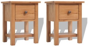 vidaXL Κομοδίνα 2 τεμ. 36 x 30 x 47 εκ. από Μασίφ Ξύλο Δρυός