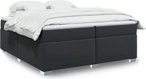 vidaXL Κρεβάτι Boxspring με Στρώμα Μαύρο 200x200 εκ. Συνθετικό Δέρμα