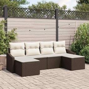 vidaXL Σέτ φαγητού για κήπο με μαξιλάρι 6 pcs Καφέ, Κρέμα