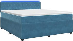 vidaXL Κρεβάτι box spring με στρώμα Μπλε 160 x 200 cm Βελούδο