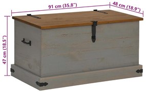 Σεντούκι αποθήκευσης HALDEN γκρι 91x48x47 cm μασίφ ξύλο πεύκο - Γκρι
