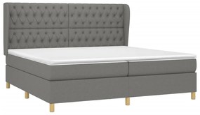 Κρεβάτι Boxspring με Στρώμα Σκούρο Γκρι 200x200 εκ. Υφασμάτινο - Γκρι