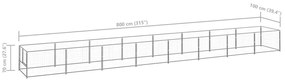 vidaXL Σπιτάκι Σκύλου Ασημί 8 μ² Ατσάλινο