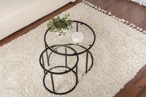 Σετ Τραπεζιών Σαλονιού Μαύρο CEZAR 60x60x43