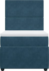 vidaXL Κρεβάτι Boxspring με Στρώμα Μπλε 90x200 εκ. Βελούδινο