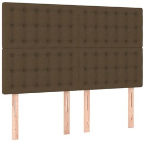 vidaXL Κρεβάτι Boxspring με Στρώμα &amp; LED Σκ.Καφέ 140x200 εκ Υφασμάτινο