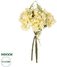 Artificial Garden YELLOW HYDRANGEA BOUQUET 21315 Τεχνητό Διακοσμητικό Μπουκέτο Κίτρινη Ορτανσία Y33cm Globostar-21315-Κίτρινο 21315