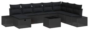 vidaXL Σετ Καναπέ Κήπου με μαξιλάρι 9 pcs Μαύρο Πολυ ράταν