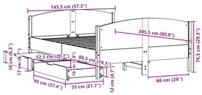 Σκελετός Κρεβατιού Χωρίς Στρώμα Καφέ 140x200 Μασίφ Ξύλο Πεύκου 3301790
