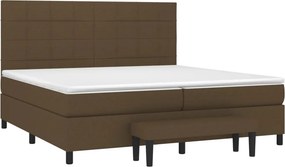 vidaXL Κρεβάτι Boxspring με Στρώμα Σκούρο Καφέ 200x200 εκ. Υφασμάτινο