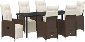 vidaXL Σέτ φαγητού για κήπο 7 pcs Καφέ συνθετικό ρατάν