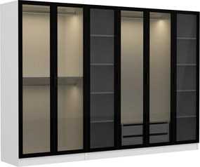 Εξαφυλλη Ντουλαπα Λευκο/Μαυρο KALEO 52x225x190