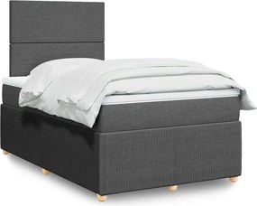 vidaXL Κρεβάτι Boxspring με Στρώμα Σκούρο Γκρι 120x190 εκ Υφασμάτινο