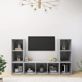 vidaXL Έπιπλα Τηλεόρασης 3 τεμ. Γκρι Σκυρ. 107x35x37 εκ. Μοριοσανίδα