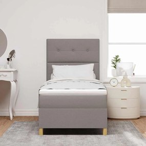 vidaXL LED Κρεβάτι με βάθρο με στρώμα Taupe 90 x 200 cm ύφασμα
