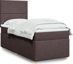 vidaXL Κρεβάτι Boxspring με Στρώμα Σκούρο Καφέ 90x190 εκ. Υφασμάτινο