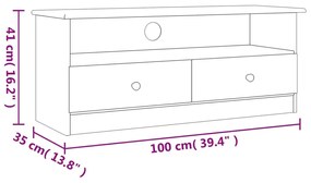 Έπιπλο Τηλεόρασης Συρτάρια ALTA 100x35x41εκ. Μασίφ Ξύλο Πεύκου - Καφέ