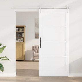 vidaXL Συρόμενη Πόρτα με Σετ Υλικών Λευκή 93x211 εκ. Συμπαγές Ξύλο Πεύκου