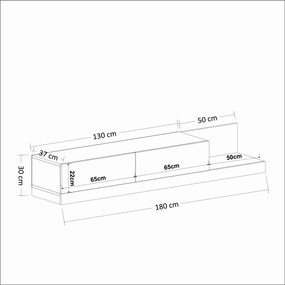 Έπιπλο Τηλεόρασης Τραβερτίνη / Ανθρακί FREDO 180x37x30