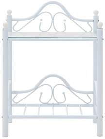 vidaXL Κομοδίνο Λευκό 45 x 30,5 x 60 εκ. Ατσάλι και Ψημένο Γυαλί