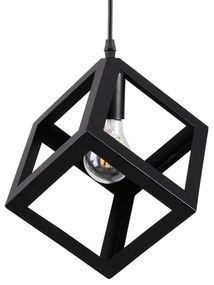 GloboStar® CUBE 00801 Μοντέρνο Κρεμαστό Φωτιστικό Οροφής Μονόφωτο 1 x E27 Μαύρο Μεταλλικό Πλέγμα Μ25 x Π25 x Υ25cm