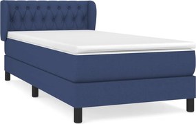vidaXL Κρεβάτι Boxspring με Στρώμα Μπλε 100 x 200 εκ. Υφασμάτινο