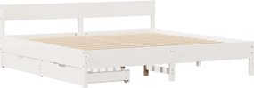 vidaXL Σκελετός Κρεβ. Χωρίς Στρώμα Λευκό 200x200 εκ Μασίφ Πεύκο