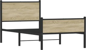 vidaXL Σκελετός Κρεβ. Χωρίς Στρώμα Sonoma Δρυς 75x190 εκ. Μεταλλικό