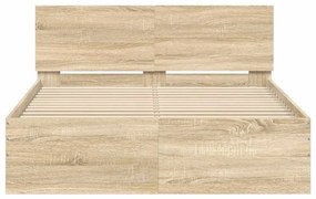 vidaXL Πλαίσιο Κρεβατιού με Κεφαλάρι Sonoma Δρυς 135x190 εκ.