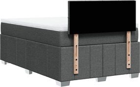 vidaXL Κρεβάτι Boxspring με Στρώμα Σκούρο Γκρι 120x200 εκ. Υφασμάτινο