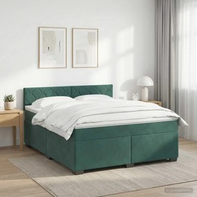 vidaXL Κρεβάτι box spring με στρώμα Σκούρο Πράσινο 140 x 190 cm