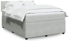 vidaXL Κρεβάτι Boxspring με Στρώμα Ανοιχτό Γκρι 140x190 εκ. Βελούδινο