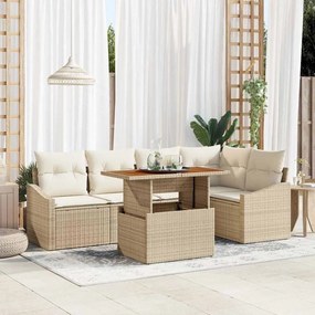 vidaXL Σετ Καναπέ Κήπου με αποθήκευση 6 pcs Μπεζ Πολυ ράταν