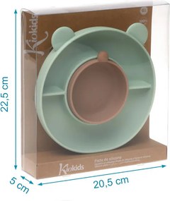 Πιάτο Σιλικόνης Με Χωρίσματα & Μπολάκι Kiokids Μέντα 6258