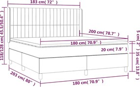vidaXL Κρεβάτι Boxspring με Στρώμα Μαύρο 180x200 εκ. Υφασμάτινο