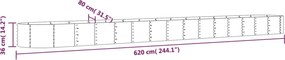 vidaXL Ζαρντινιέρα Ασημί 620x80x36 εκ. Γαλβανισμένος χάλυβας