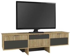 Έπιπλο τηλεόρασης Venita Megapap χρώμα sapphire oak - ανθρακί 150x35x45,3εκ.