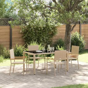 vidaXL Σέτ φαγητού για κήπο 5 pcs Μπεζ συνθετικό ρατάν