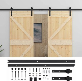 vidaXL Συρόμενη Πόρτα 2 pcs 100 x 210 cm Μασίφ Ξύλο Πεύκου