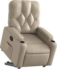 vidaXL Πολυθρόνα Ανακλινόμενη με Ανύψωση Καπουτσίνο Συνθ. Δέρμα