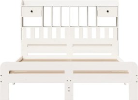 vidaXL Κρεβάτι Βιβλιοθήκη Χωρίς Στρώμα 140x200 εκ Μασίφ Ξύλο Πεύκο