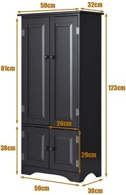 Ντουλάπι με Πορτάκια και Ρυθμιζόμενα Ράφια Costway JZ10009BK