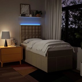 vidaXL Κρεβάτι Boxspring με Στρώμα Κρεμ 90x200 εκ.Υφασμάτινο