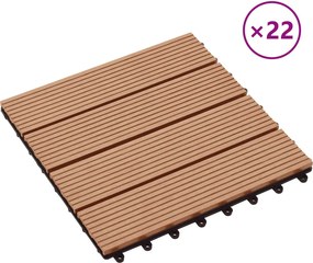 vidaXL Πλάκα Κατασκευής 22 pcs Ξύλο teak 30 x 30 cm WPC