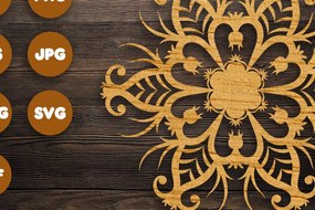 Σετ των 2 Intra απο ξύλο plywood 3mm-4mm πάχος 3D Floral Mandala για Cricut Δίασταση 30x30 cm INTRAFABR-98434436