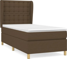 vidaXL Κρεβάτι Boxspring με Στρώμα Σκούρο Καφέ 100x200 εκ. Υφασμάτινο