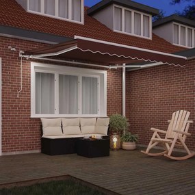 vidaXL Τέντα Πτυσσόμενη Αυτόματη με LED Καφέ 300x250 εκ.